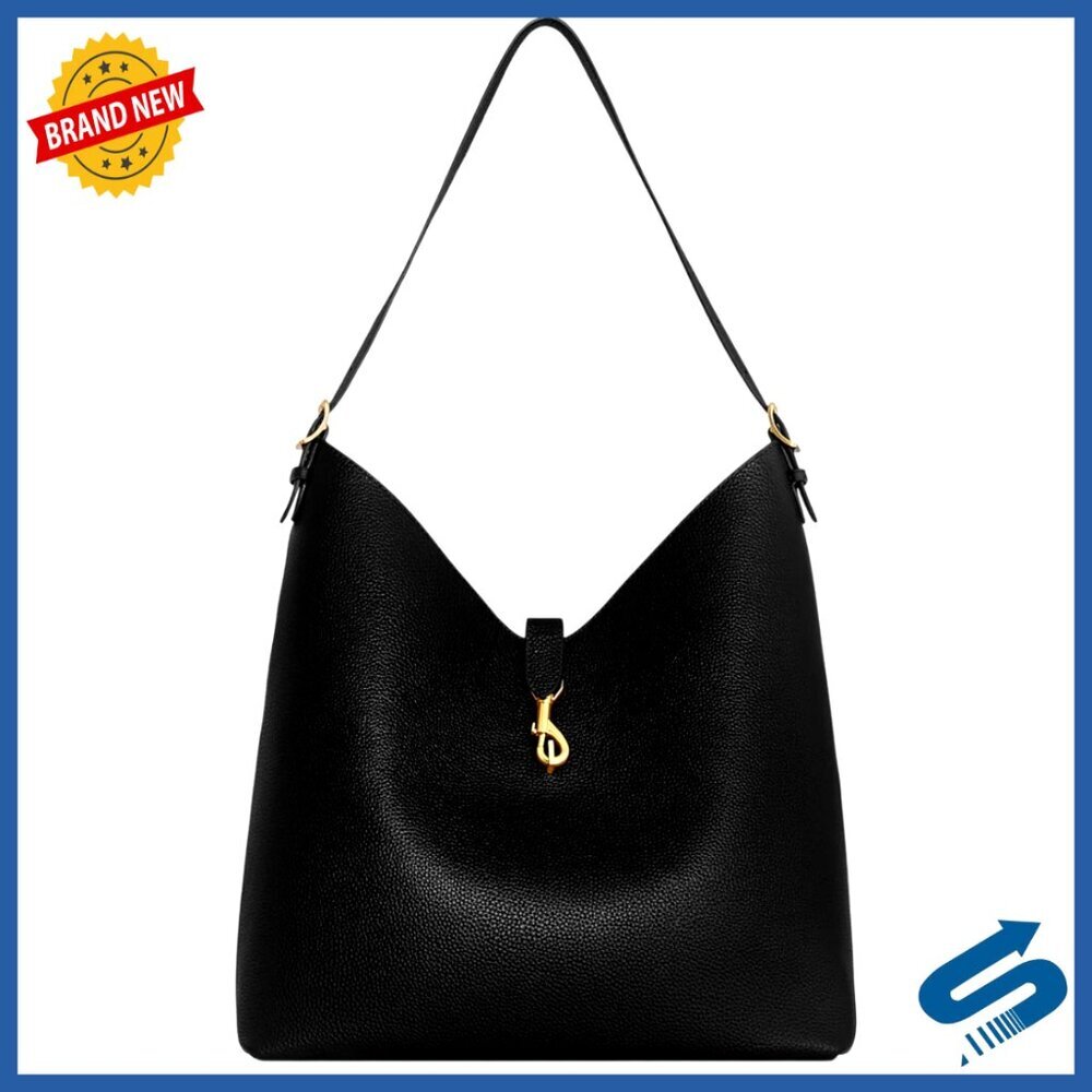 Leather Hobo Bag Shoulder Handbag Magnetic Closure Zip Pocket Classic Chic